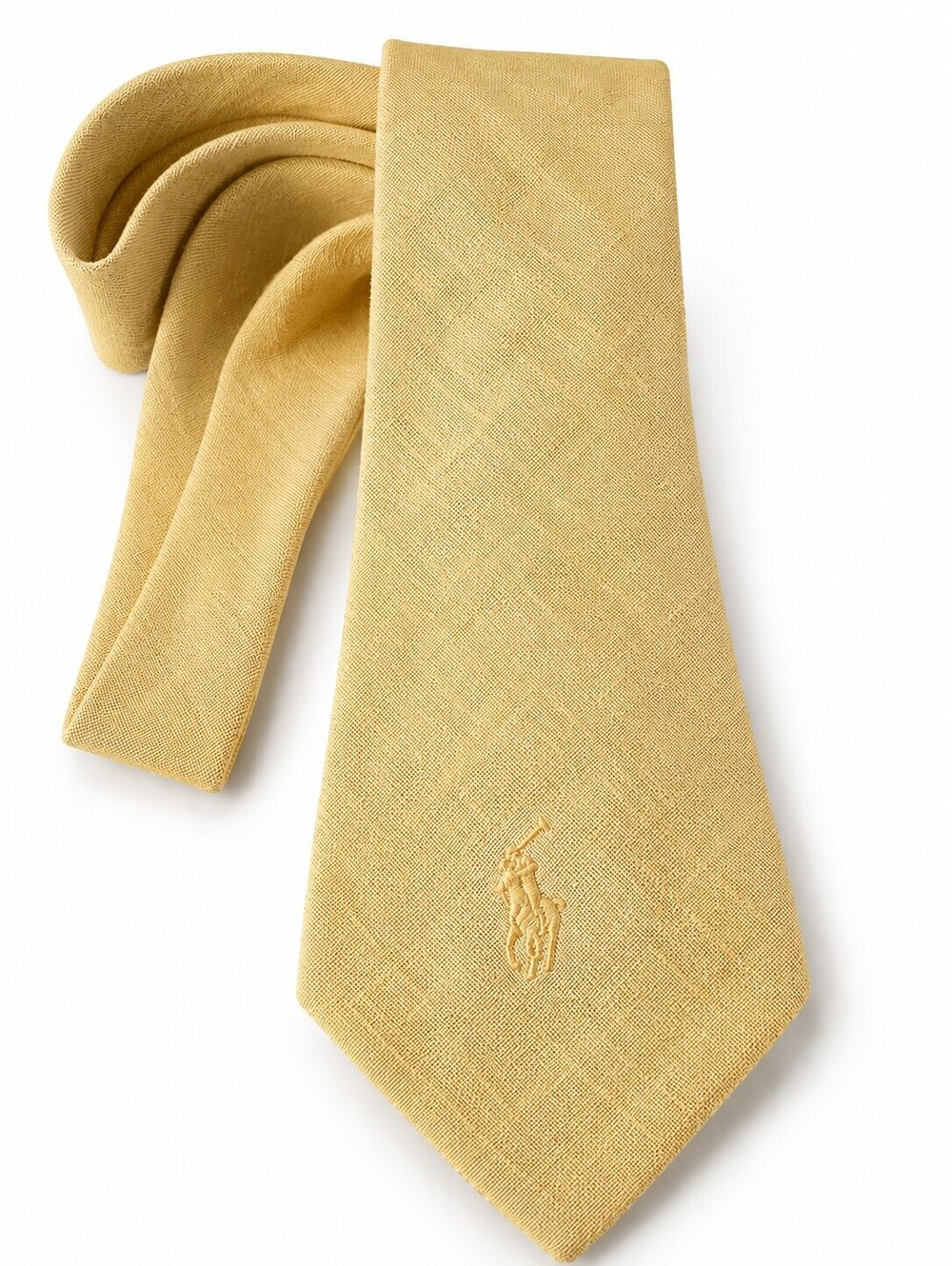 Polo Ralph Lauren 80s 90s Yellow Linen Tie Made USA 4" Wide Preppy